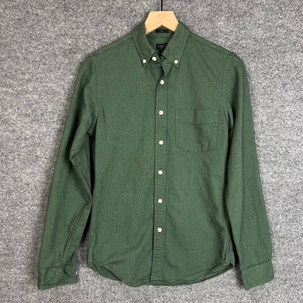 J.Crew Oxford Shirt Mens XS Green Excellent Slim Fit Long Sleeve Button Up